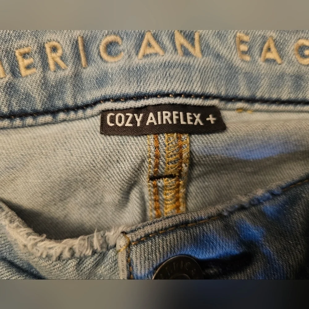 American Eagle Air Flex Patched Slim Fit Light Wash Jeans Size 30X32
